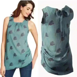 Cabi Tulip Tunic With Back Tie Sheer Blouse Top sz Medium